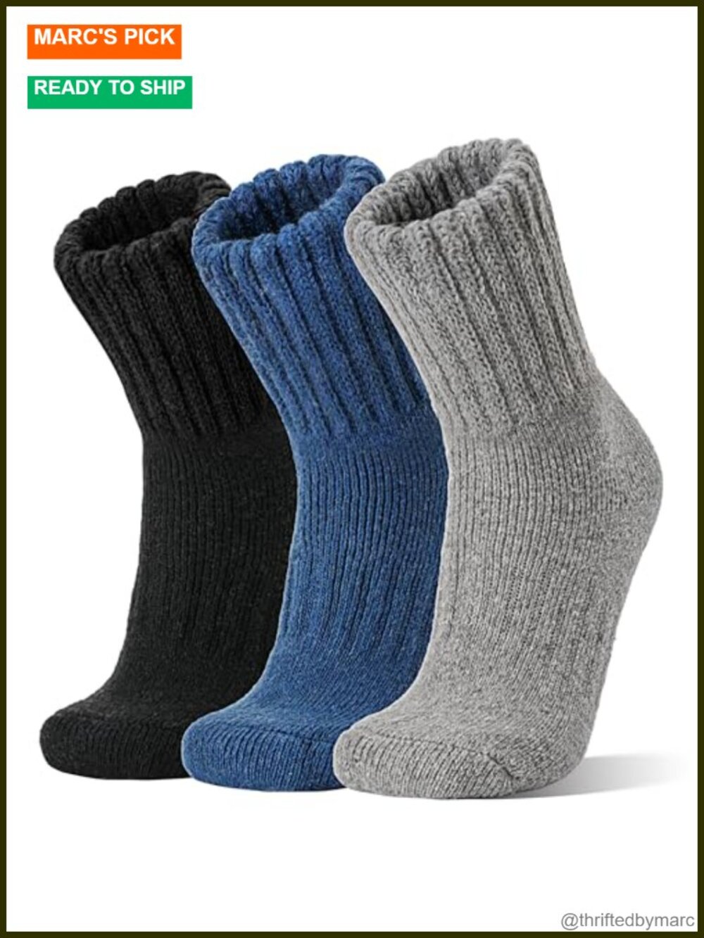 Merino Wool Thermal Boot Socks Extra Thick Cushioning Hiking 3 Pairs